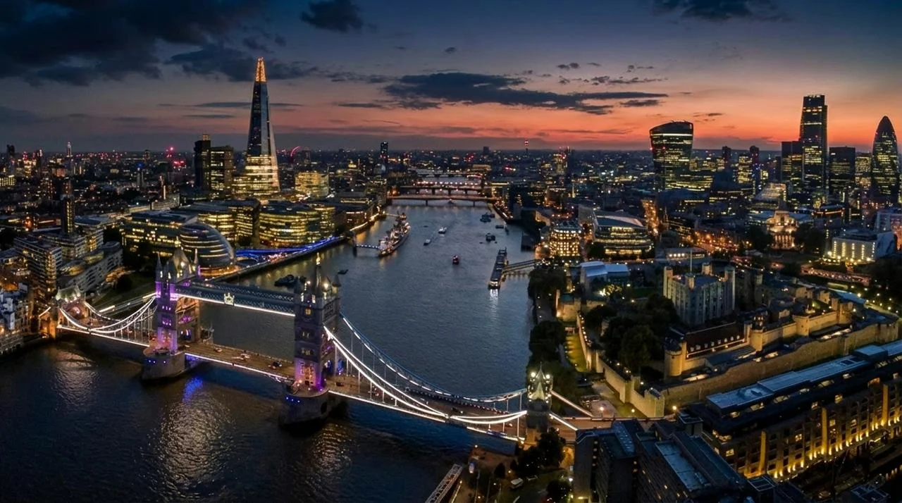 BRAND Chauffeurs - Premium luxury chauffeur service, London skyline, Tower Bridge, United Kingdom